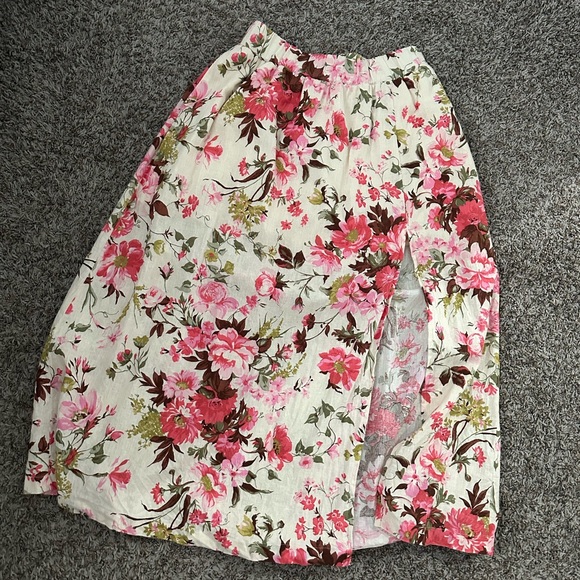 NWOT Abercrombie Women’s Floral Linen-Blend High Slit Skirt Size L - Picture 2 of 4